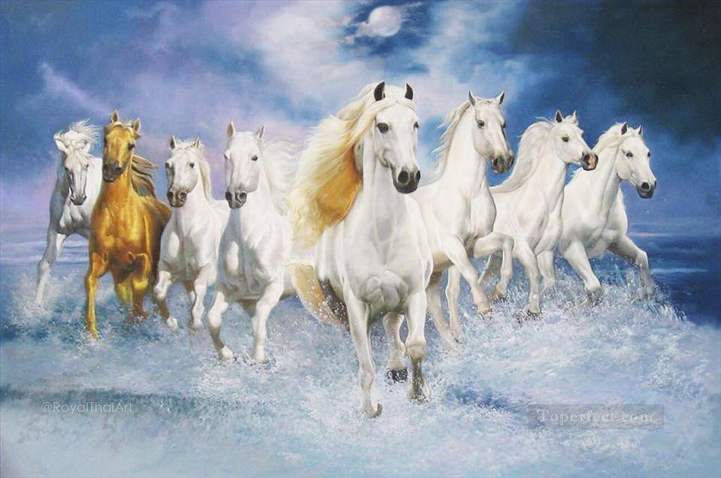 running horses on beach Oil Paintings